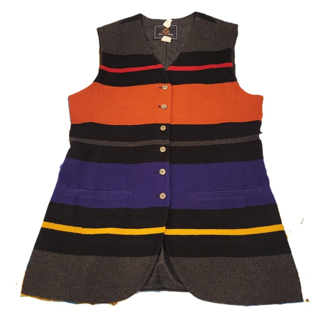 Vintage The Limited Wool Blend Button Down Vest Size Large Colourful Vest
